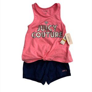 Juicy Couture Girls Pink & Blue 2pc Short Set Sleeveless Size 7 8/10  $75 New